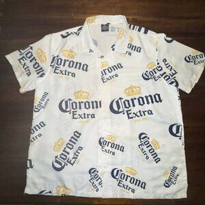 Corona Extra Button Up Beach Bowling Hawaiian Shirt Men Beer Logo Graphic 2XL